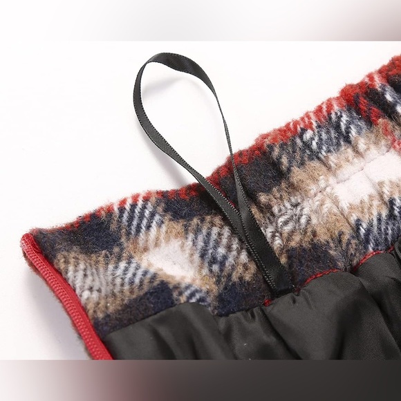 Womens Long Wool Plaid Tartan Aline High Waisted Winter Skirt Small Wine Red - Picture 6 of 11